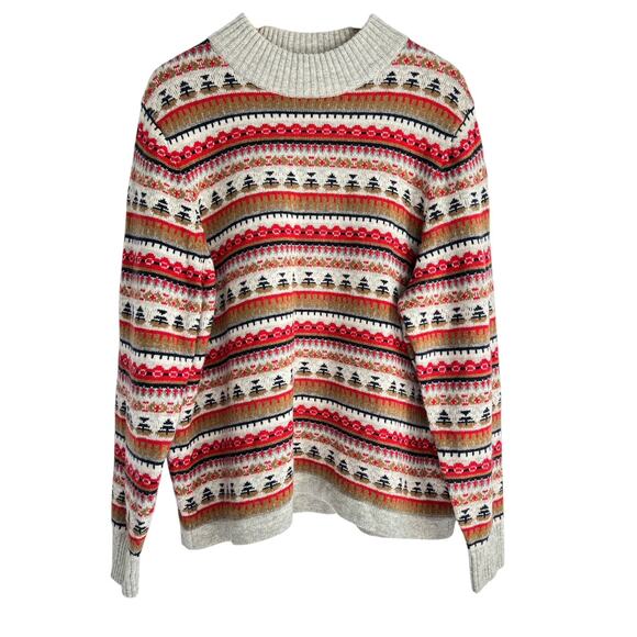 J.Crew Women’s Plus 3X Lambs Wool Blend Sailboat Fair Isle Mock Neck Sweater - Picture 1 of 7